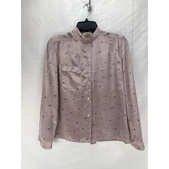 Vintage First Glance Pink Embroidered Blouse M 80s Blouse Cottagecore Romantic - Picture 2 of 6